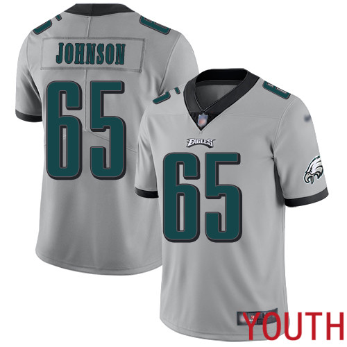 Youth Philadelphia Eagles #65 Lane Johnson Limited Silver Inverted Legend NFL Jersey Football->youth nfl jersey->Youth Jersey